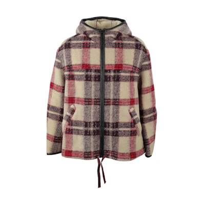 ISABEL MARANT Plaid Hooded Zip Jacket Burgundy MA124422A011H-BYEC