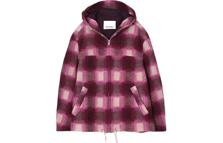 Isabel Marant Plaid Hoodie Zip Jacket Purple Red MA0069HAA3D06H40FA