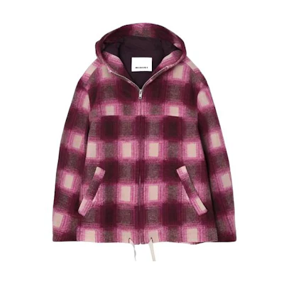 Isabel Marant Plaid Hoodie Zip Jacket Purple Red MA0069HAA3D06H40FA
