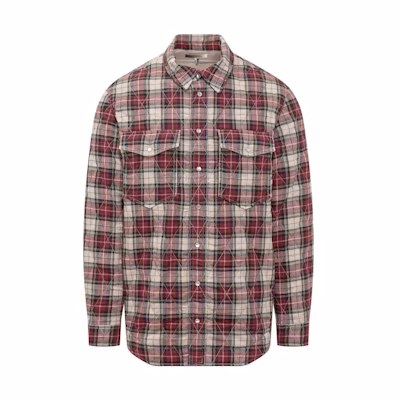 ISABEL MARANT Plaid Overshirt Jacket with Chest Pocket - Burgundy 22AVE185722A031H-80BY