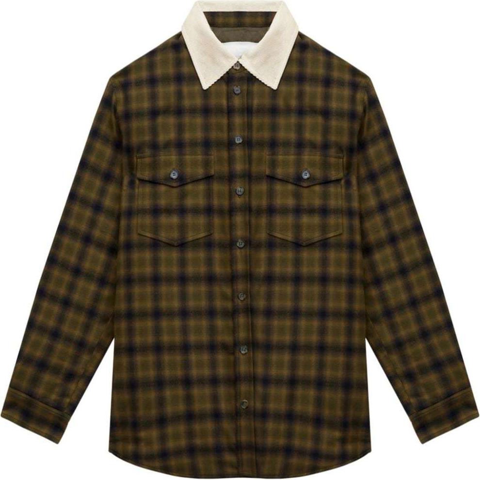 ISABEL MARANT Plaid Single-Breasted Oversized Jacket Khaki VE0378HAB3I01H-KHAKI