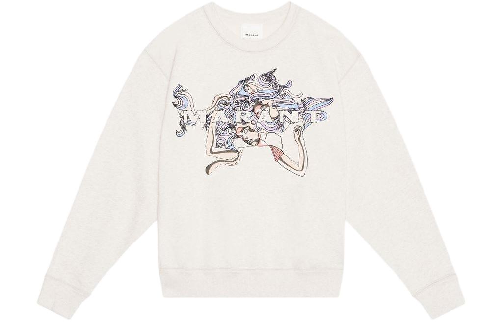 ISABEL MARANT Printed Crewneck Long-Sleeve Sweatshirt Beige SW0029HAB2M05H-MIKOY
