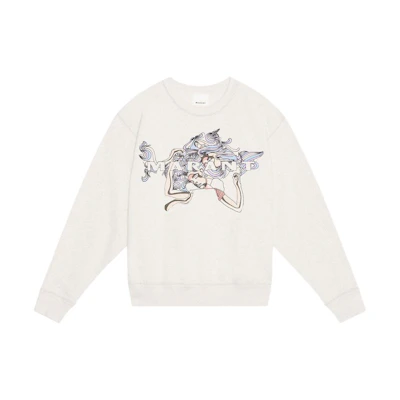 ISABEL MARANT Printed Crewneck Long-Sleeve Sweatshirt Beige SW0029HAB2M05H-MIKOY