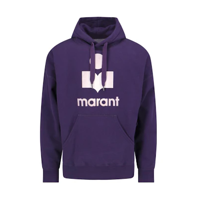 ISABEL MARANT Purple Letter Print Oversized Hoodie with Drawstring Pockets SW0027HAA3M95H-86DU