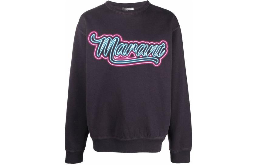 ISABEL MARANT Purple Logo Print Crewneck Long Sleeve Sweatshirt SW012522P040H-02FK