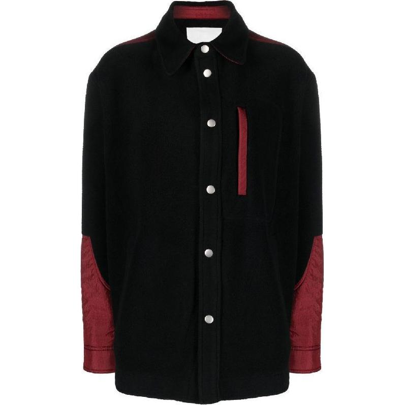 ISABEL MARANT Red Black Colorblock Collar Button-Up Loose Jacket MA0062HAA1C16H01BK