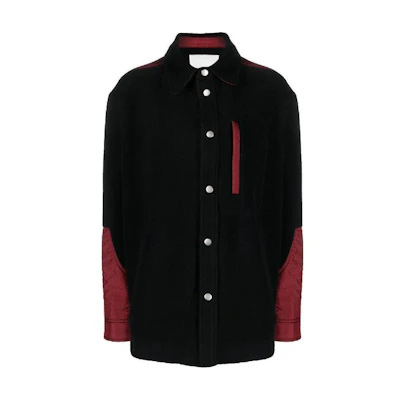 ISABEL MARANT Red Black Colorblock Collar Button-Up Loose Jacket MA0062HAA1C16H01BK