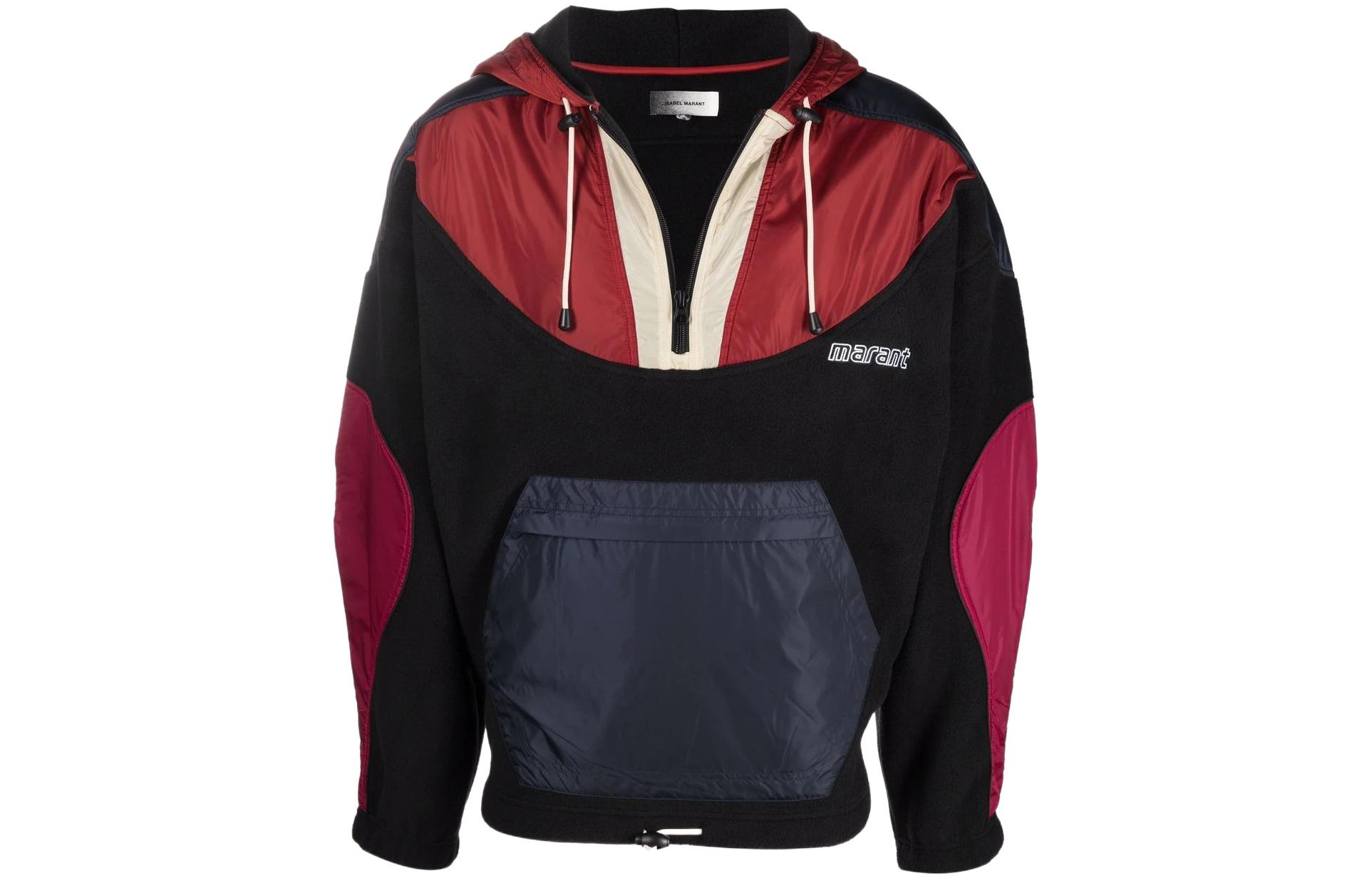ISABEL MARANT Red Black Colorblock Half-Zip Hoodie Jacket MA106321A010H-01BK
