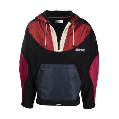ISABEL MARANT Red Black Colorblock Half-Zip Hoodie Jacket MA106321A010H-01BK