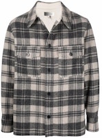 ISABEL MARANT SS22 Logo Plaid Shirt Jacket Gray VE112622P005H-ECBK ISABEL MARANT SS22 Logo Plaid Shirt Jacket Gray VE112622P005H-ECBK