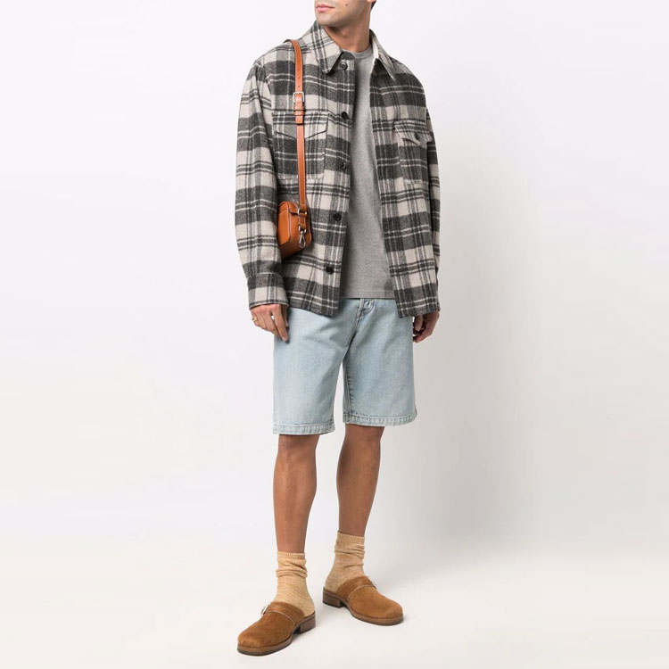 Lookbook 이자벨 마랑 SS22 로고 체크 셔츠 재킷 그레이 VE112622P005H-ECBK