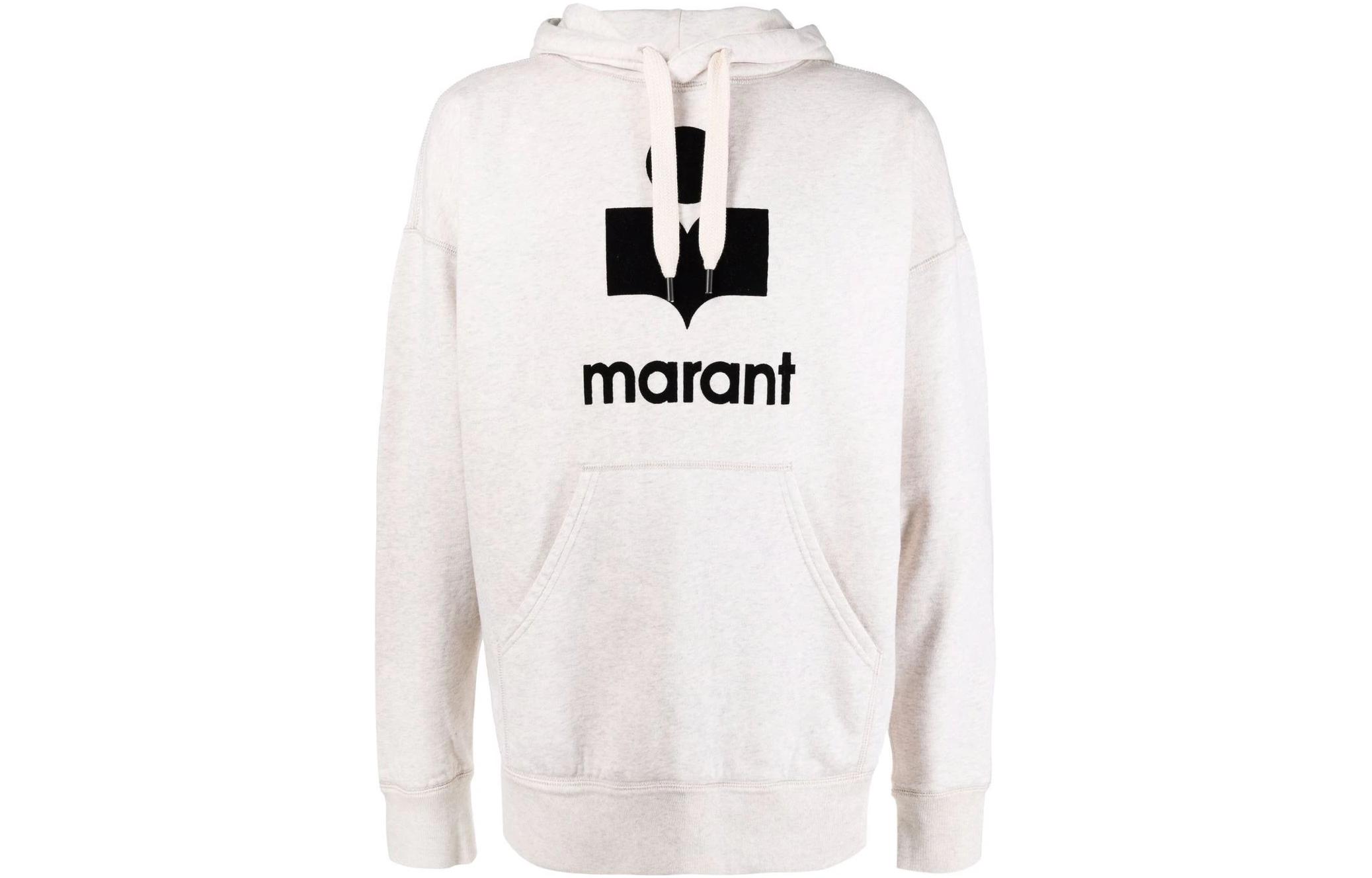 ISABEL MARANT SS22 Beige Logo Print Long Sleeve Pullover Sweatshirt SW005500M003H-23EC