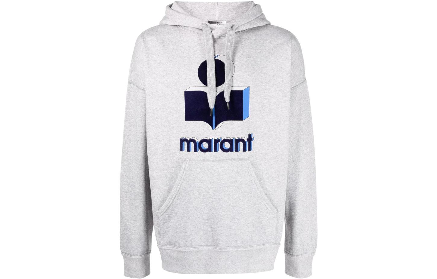 ISABEL MARANT SS22 Big Logo Print Hoodie Men’s Grey SW005522P039H-02GY