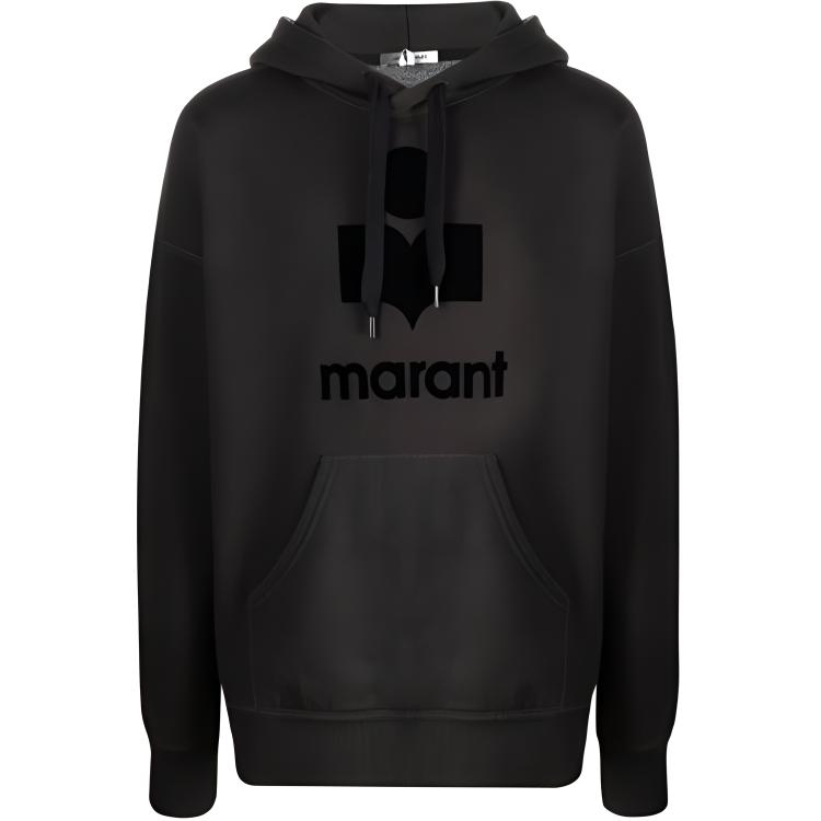 ISABEL MARANT SS22 Black Pullover Hoodie with Logo SW0055-00M003H-02FK