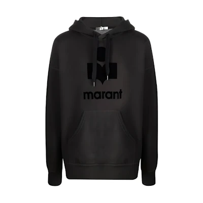 ISABEL MARANT SS22 Black Pullover Hoodie with Logo SW0055-00M003H-02FK