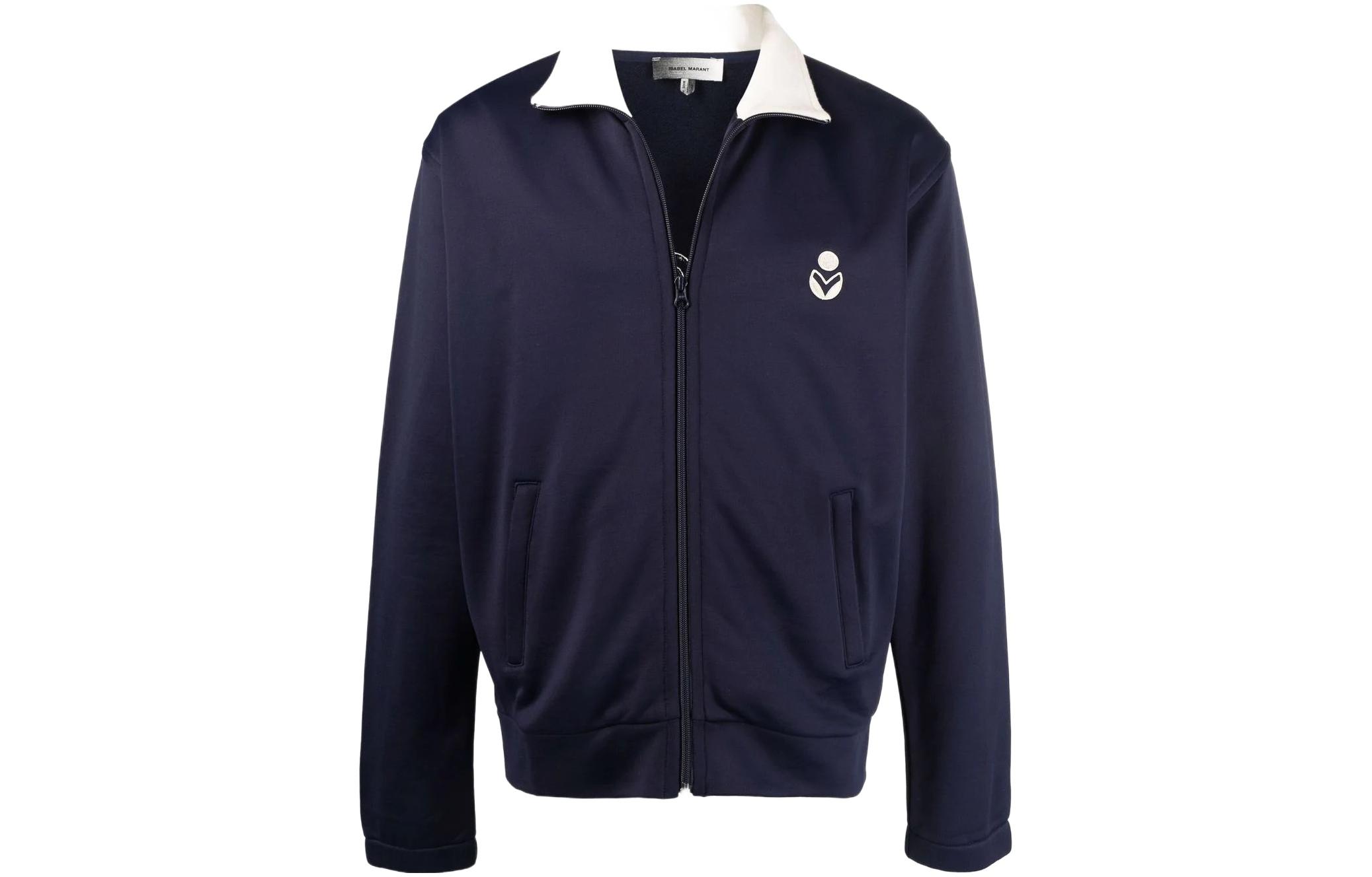 ISABEL MARANT SS22 Blue Jacket with Logo Print and Zipper 22PVE175922P014H-30FN