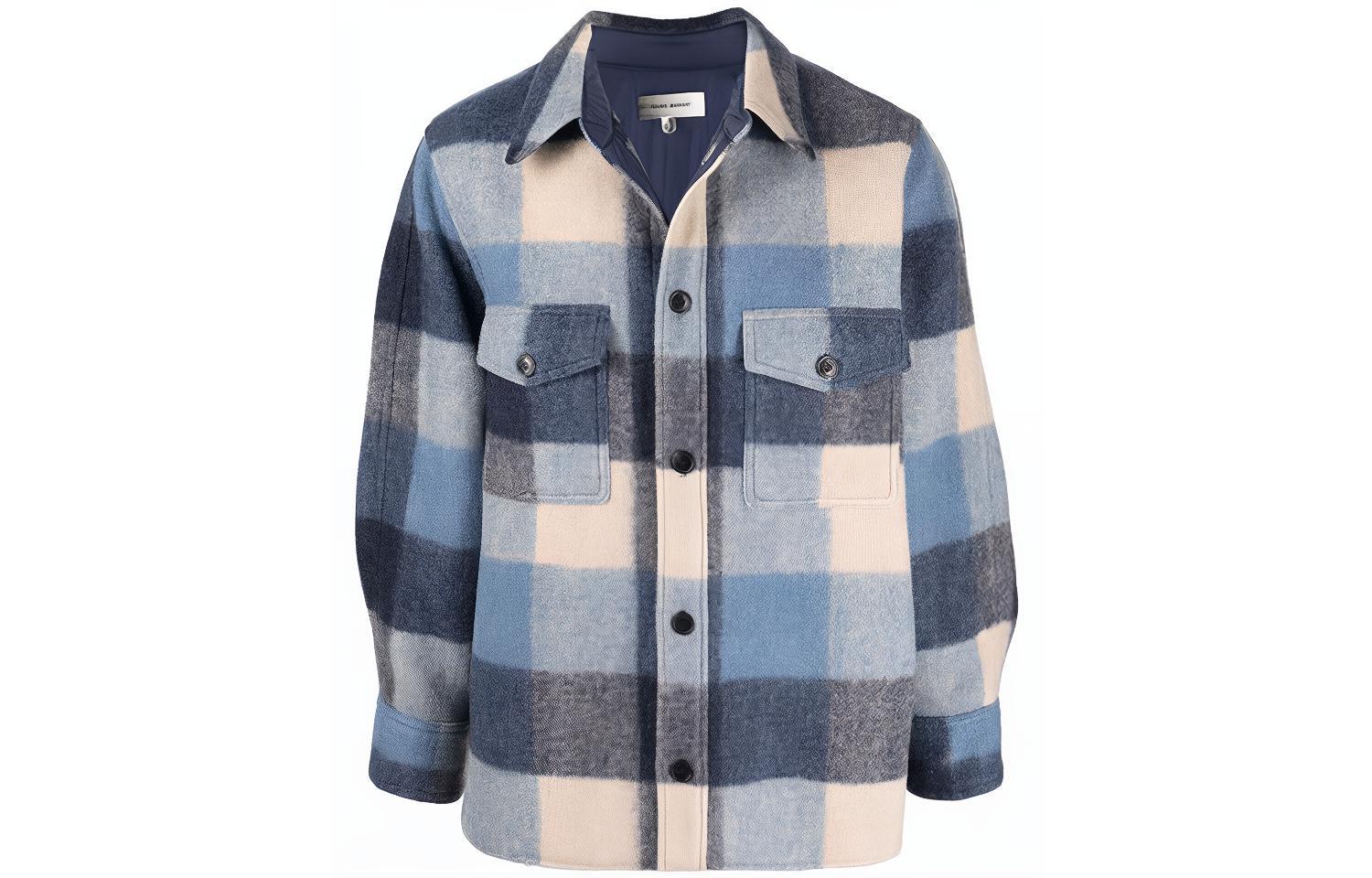 ISABEL MARANT SS22 Checkered Shirt Jacket Blue VE162322P004H-30BU