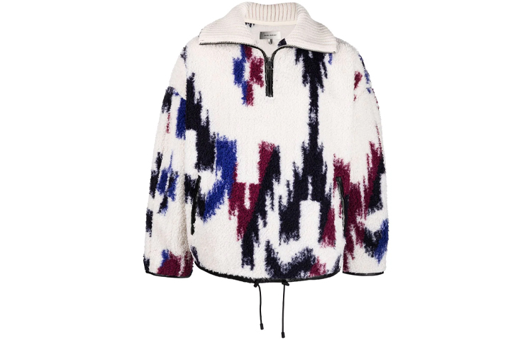 ISABEL MARANT SS22 Colorblock Fleece Jacket White 22PMA111322P011H-23EC