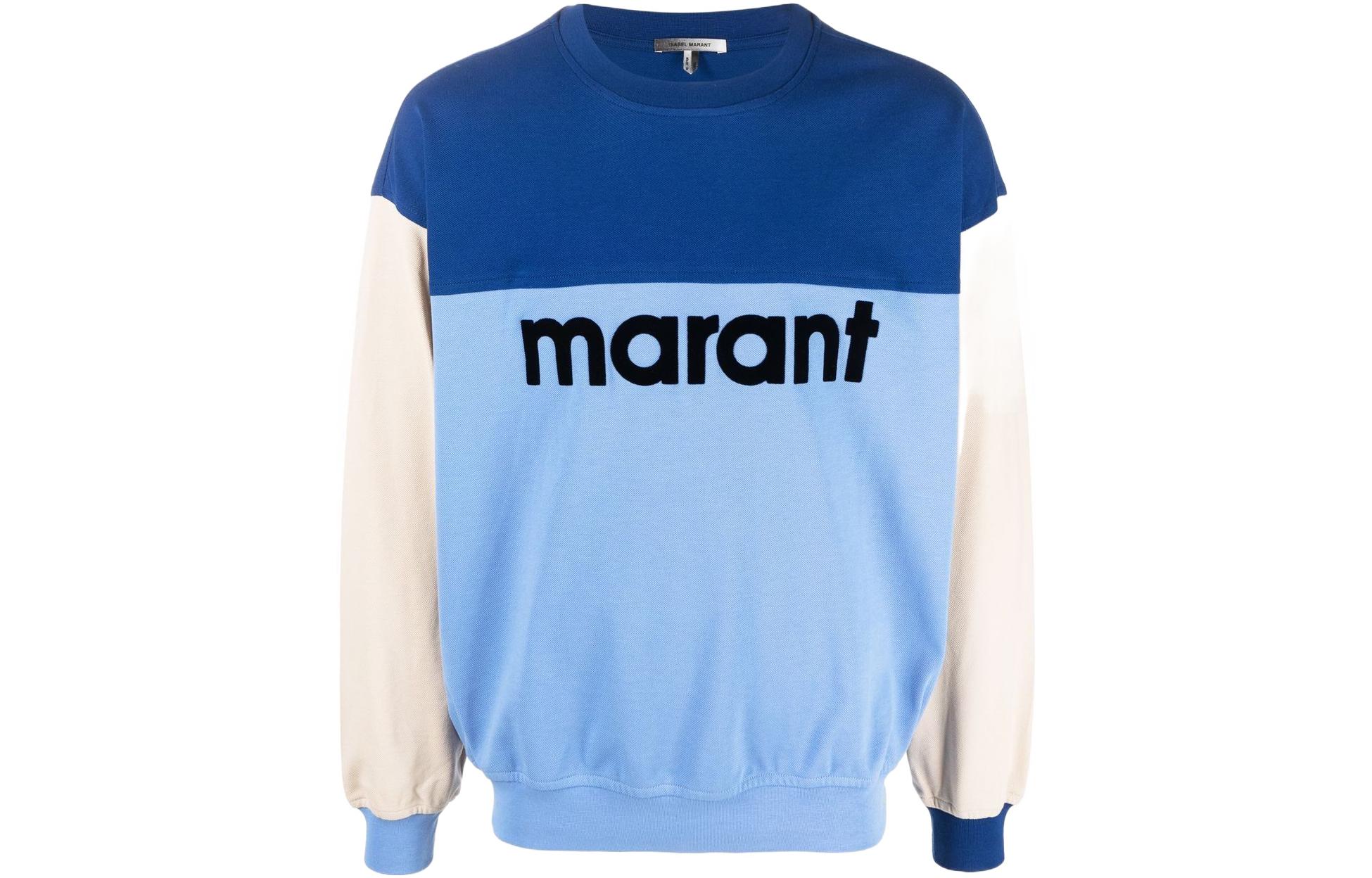 ISABEL MARANT SS22 Colorblock Logo Crewneck Sweatshirt Men’s Blue 22PSW027922P045H-30BU