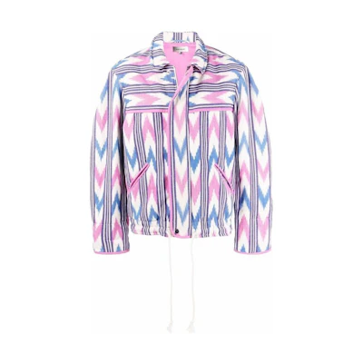 ISABEL MARANT SS22 Colorblock Striped Print Collared Jacket Multicolor Mens 22P010HVE1732-23EC