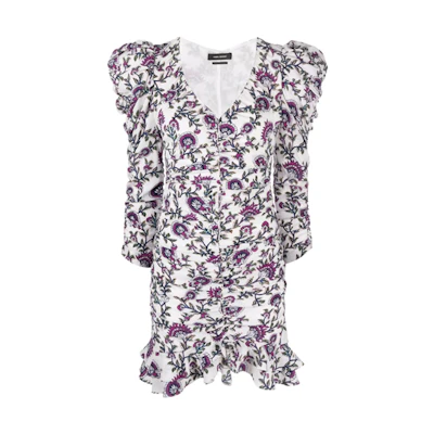 ISABEL MARANT SS22 Floral Print A-Line Midi Dress Purple. 22PRO214022P029I-23EC
