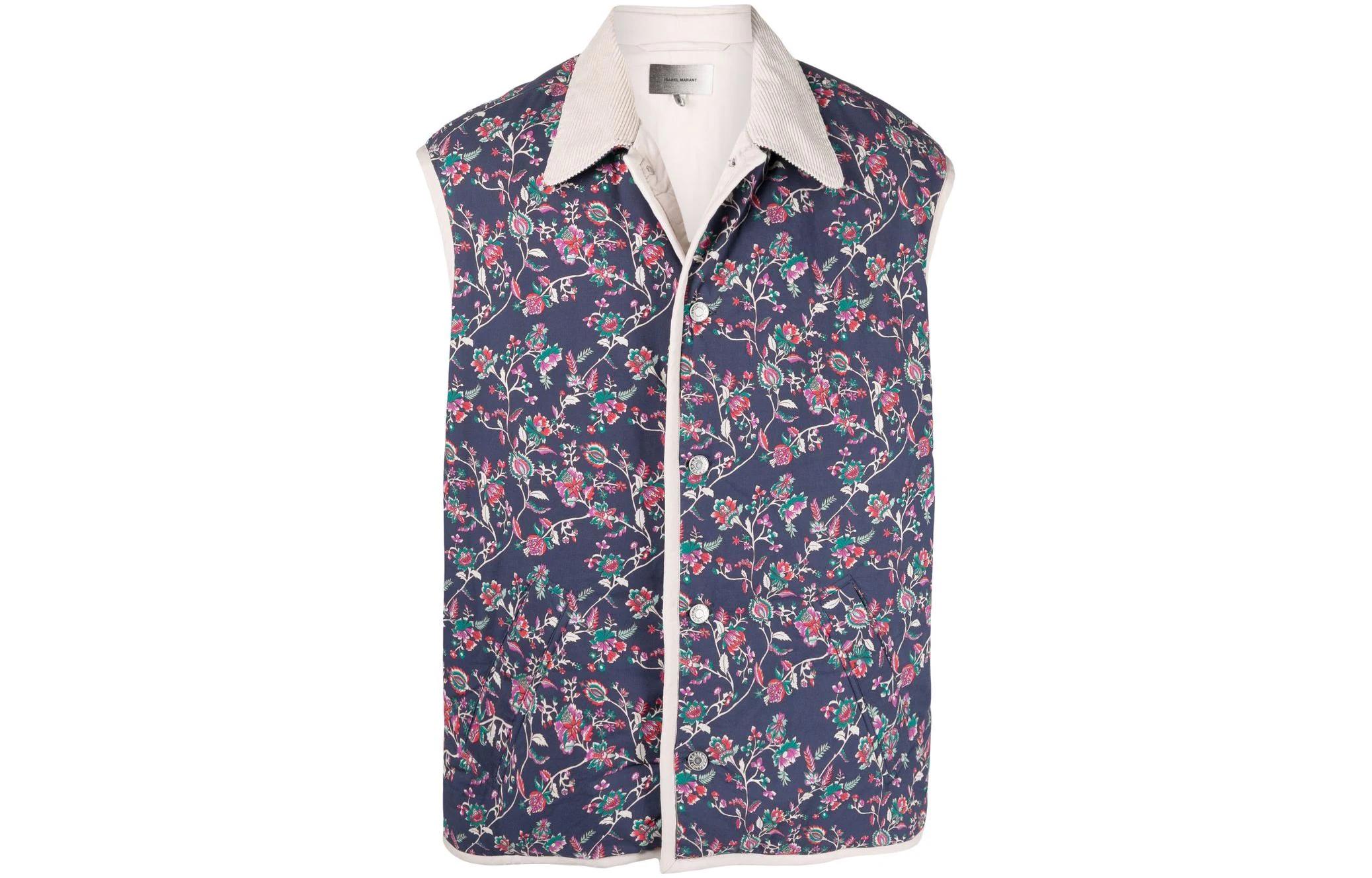 ISABEL MARANT SS22 Floral Print Sleeveless Jacket Blue VE173922P033H-30FN