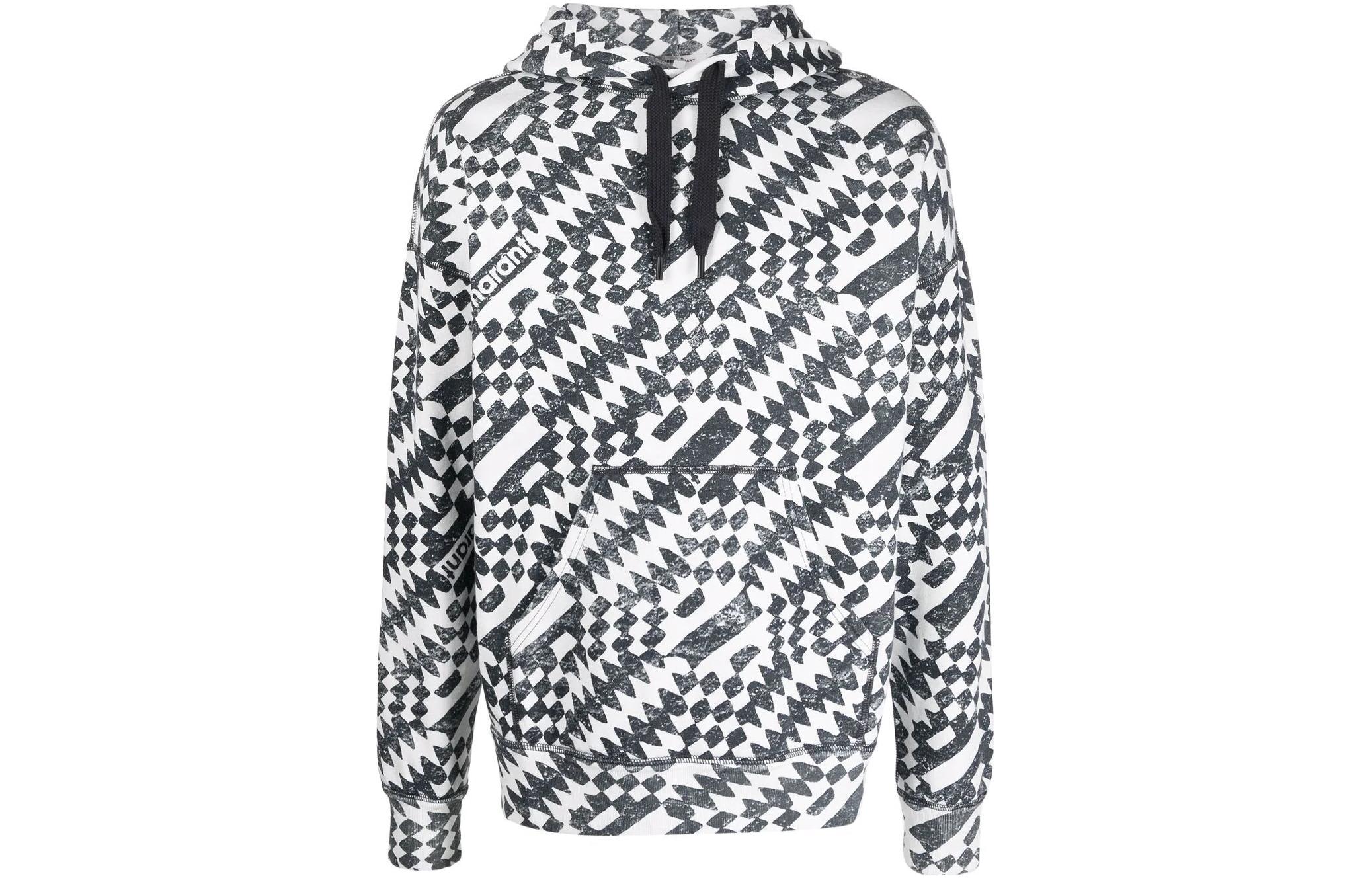 ISABEL MARANT SS22 Geometric Print Hoodie Black Pullover SW005522P038HECBK