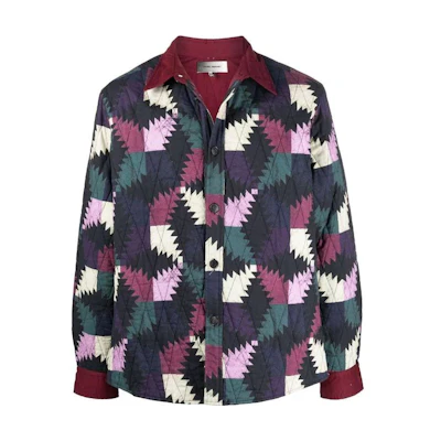 ISABEL MARANT SS22 Geometric Print Shirt Jacket Deep Purple VE172922P009H-30FN