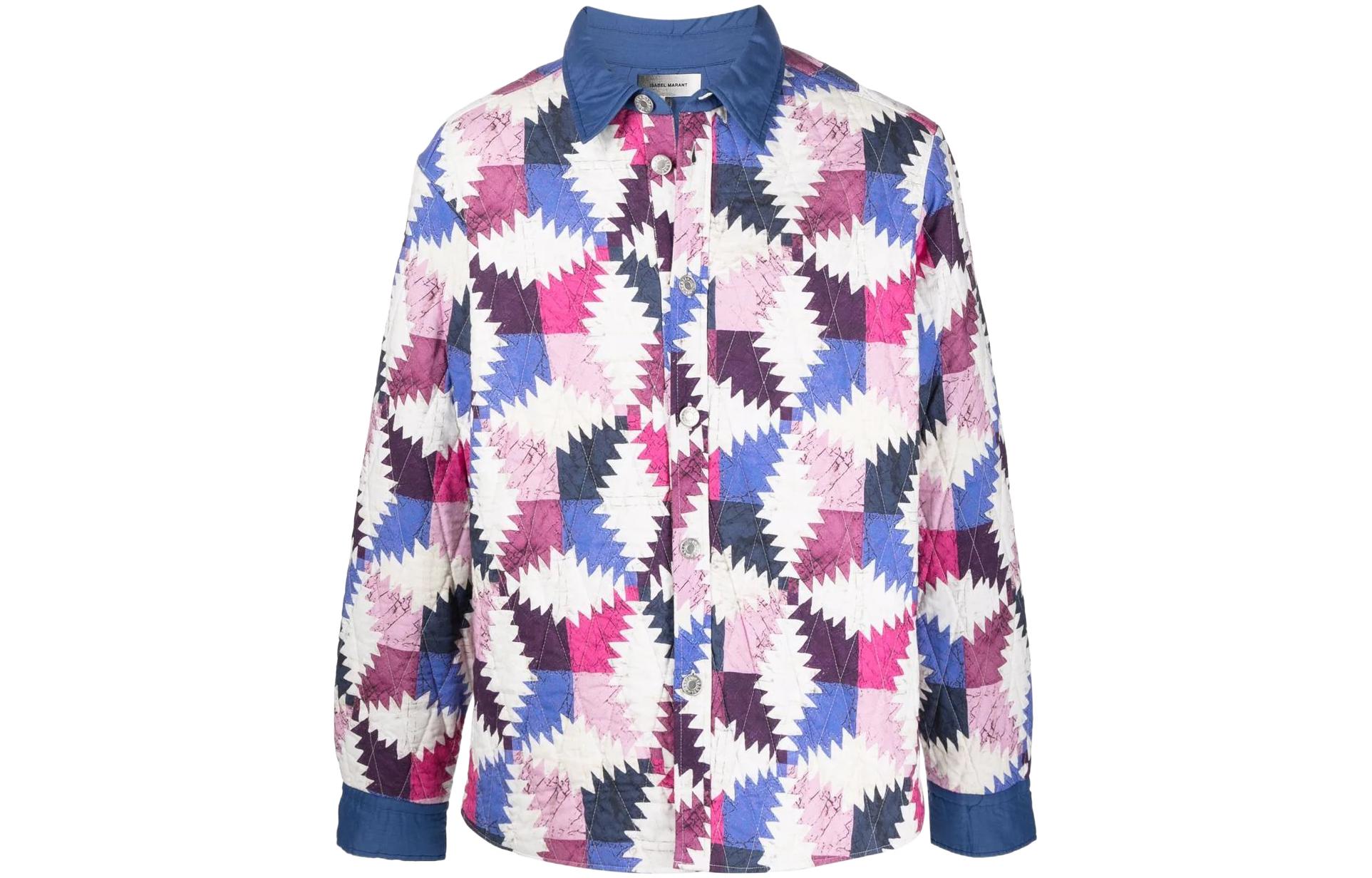 ISABEL MARANT SS22 Geometric Print Shirt Jacket Multicolor VE172922P009H40PK