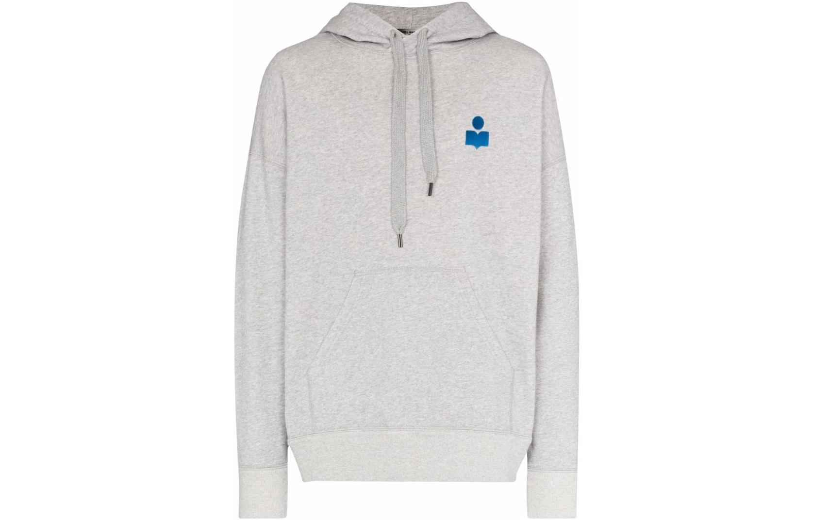 ISABEL MARANT SS22 Grey Cotton Logo Hoodie SW034022P041H02GY