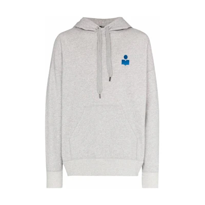 ISABEL MARANT SS22 Grey Cotton Logo Hoodie SW034022P041H02GY