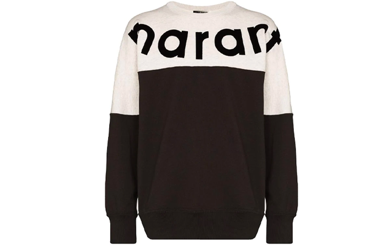 ISABEL MARANT SS22 Howley Two-Tone Pullover Hoodie Black Mens 00MSW025900M006H02FK