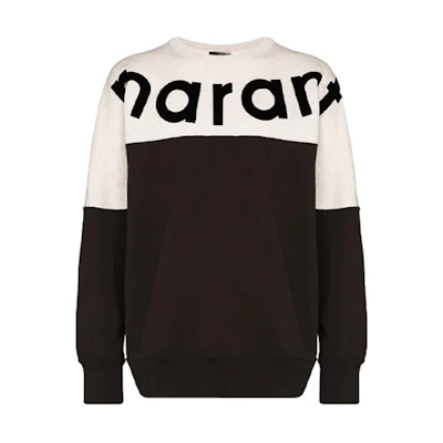 ISABEL MARANT SS22 Howley Two-Tone Pullover Hoodie Black Mens 00MSW025900M006H02FK