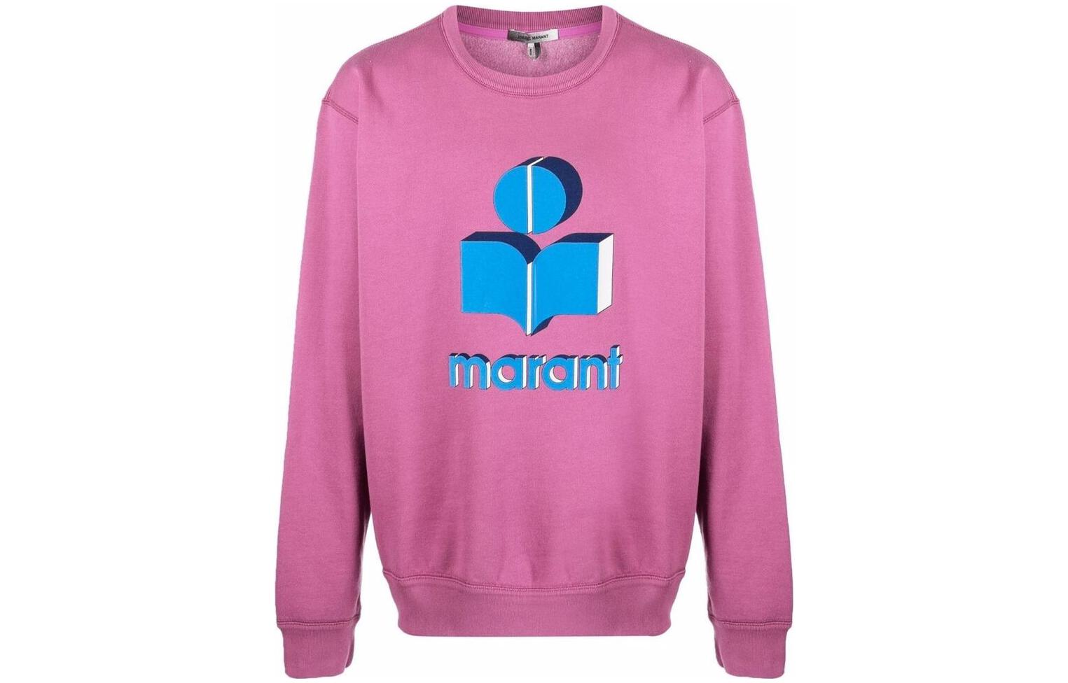 ISABEL MARANT SS22 Logo Colorblock Printed Crewneck Sweatshirt Pink () SW012522P039H