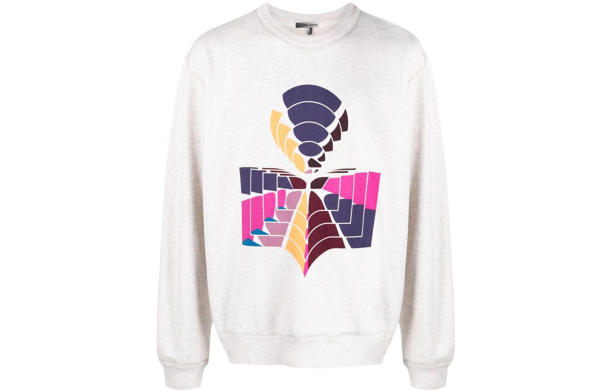 ISABEL MARANT SS22 Logo Geometric Print Crewneck Sweatshirt Grey SW012522-P036H-23EC
