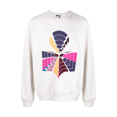ISABEL MARANT SS22 Logo Geometric Print Crewneck Sweatshirt Grey SW012522-P036H-23EC