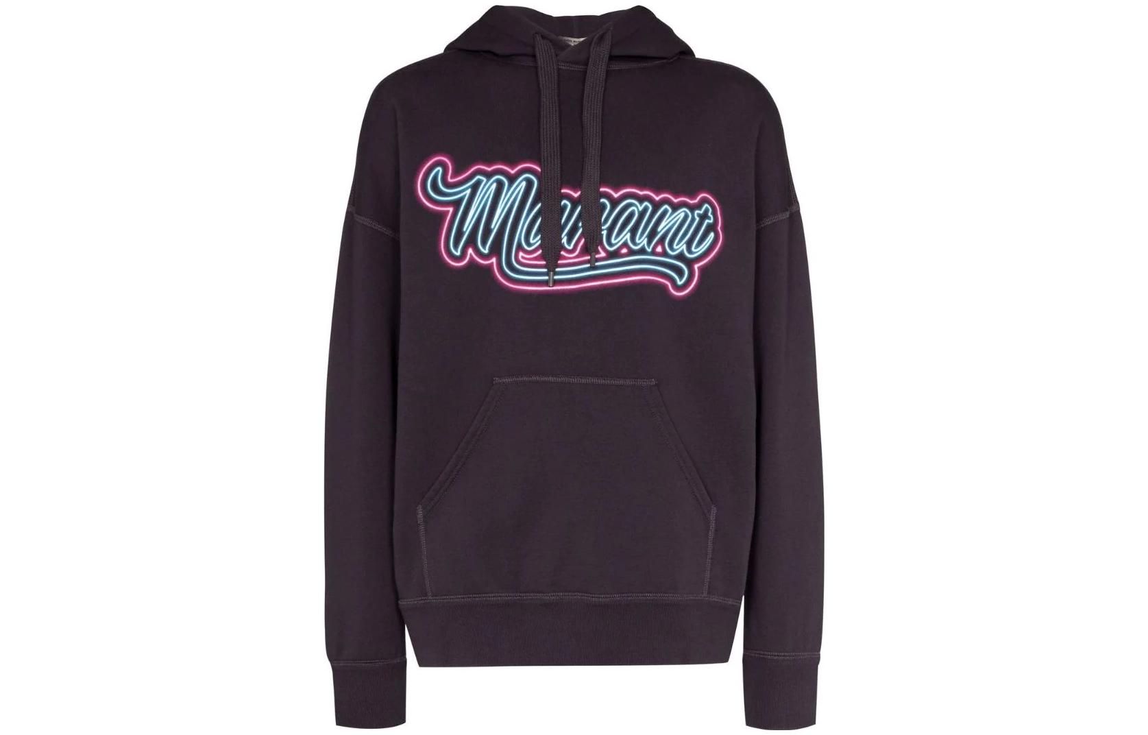 ISABEL MARANT SS22 Logo Print Brown Hoodie Long-Sleeve Pullover SW005522P040H-02FK