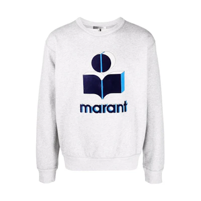 ISABEL MARANT SS22 Logo Print Crewneck Long Sleeve Sweatshirt Men Grey SW012522P039H-02GY