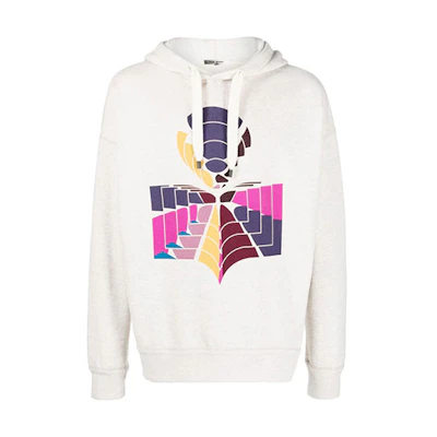 ISABEL MARANT SS22 Logo Print Hoodie Cream White 22PSW032222P036H-23EC