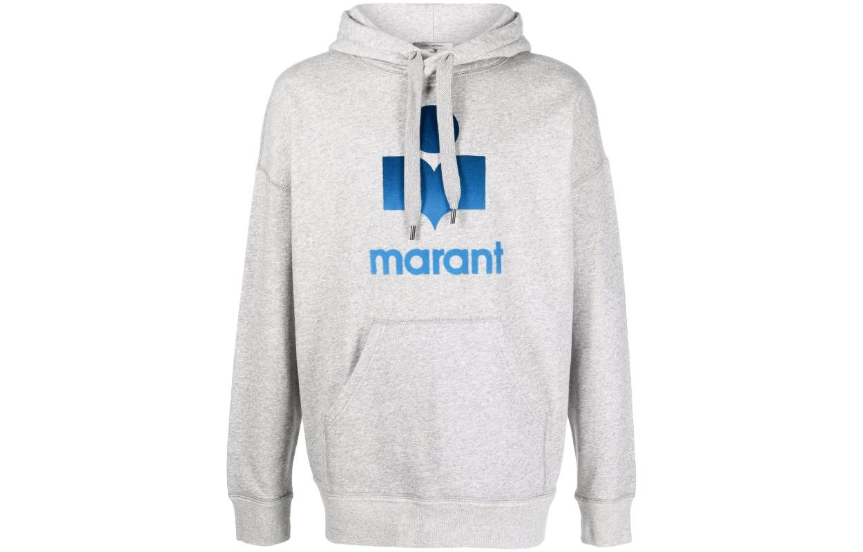 ISABEL MARANT SS22 Logo Print Pullover Hoodie - Grey SW005522P041H-02GY