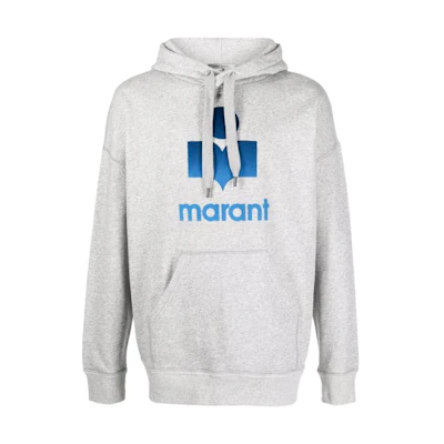 ISABEL MARANT SS22 Logo Print Pullover Hoodie - Grey SW005522P041H-02GY