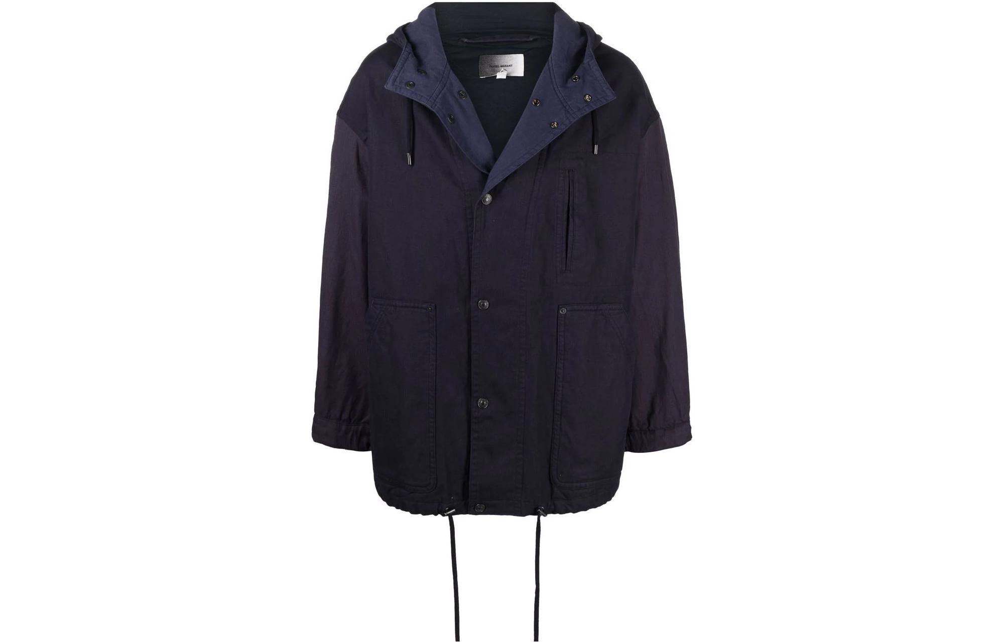 ISABEL MARANT SS22 Monochrome Panel Drawstring Hooded Jacket Black Men MA114422P018H