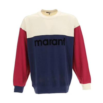 ISABEL MARANT SS22 Multicolor Logo Pullover Sweatshirt Men Red SW027922A053H-30FN