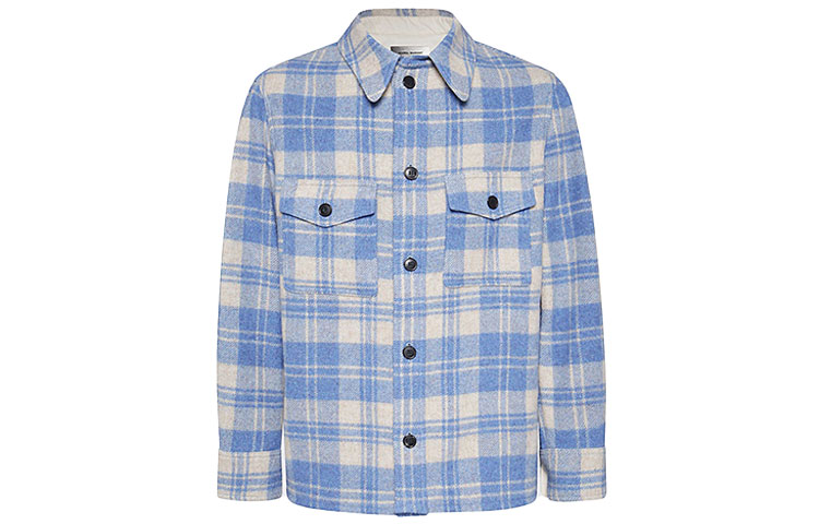 ISABEL MARANT SS22 Wool-Blend Plaid Jacket Blue 22PVE1126-22P005H30BU