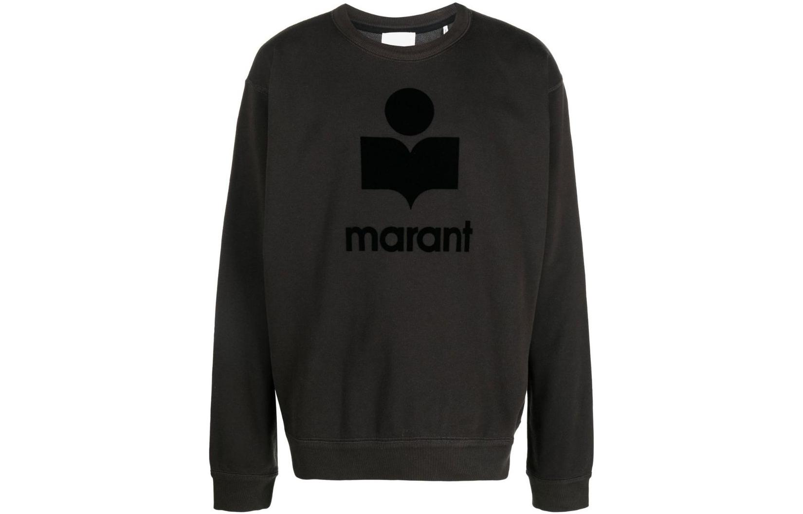 ISABEL MARANT SS23 Black Logo Print Crewneck Sweatshirt SW0029HAA1M05H-02FK