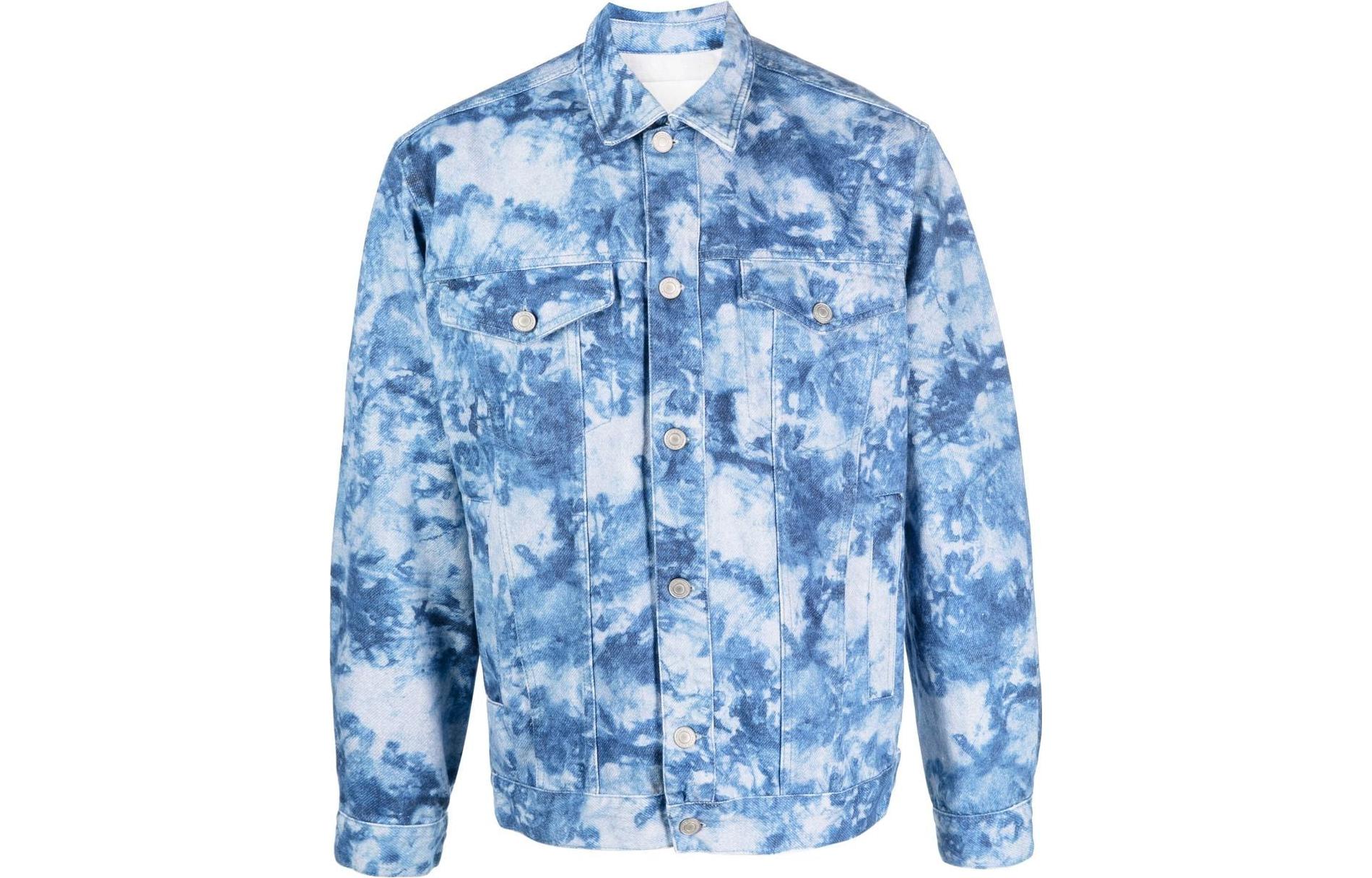 ISABEL MARANT SS23 Blue Camouflage Print Denim Jacket VE0063HAA1H31H-30BU