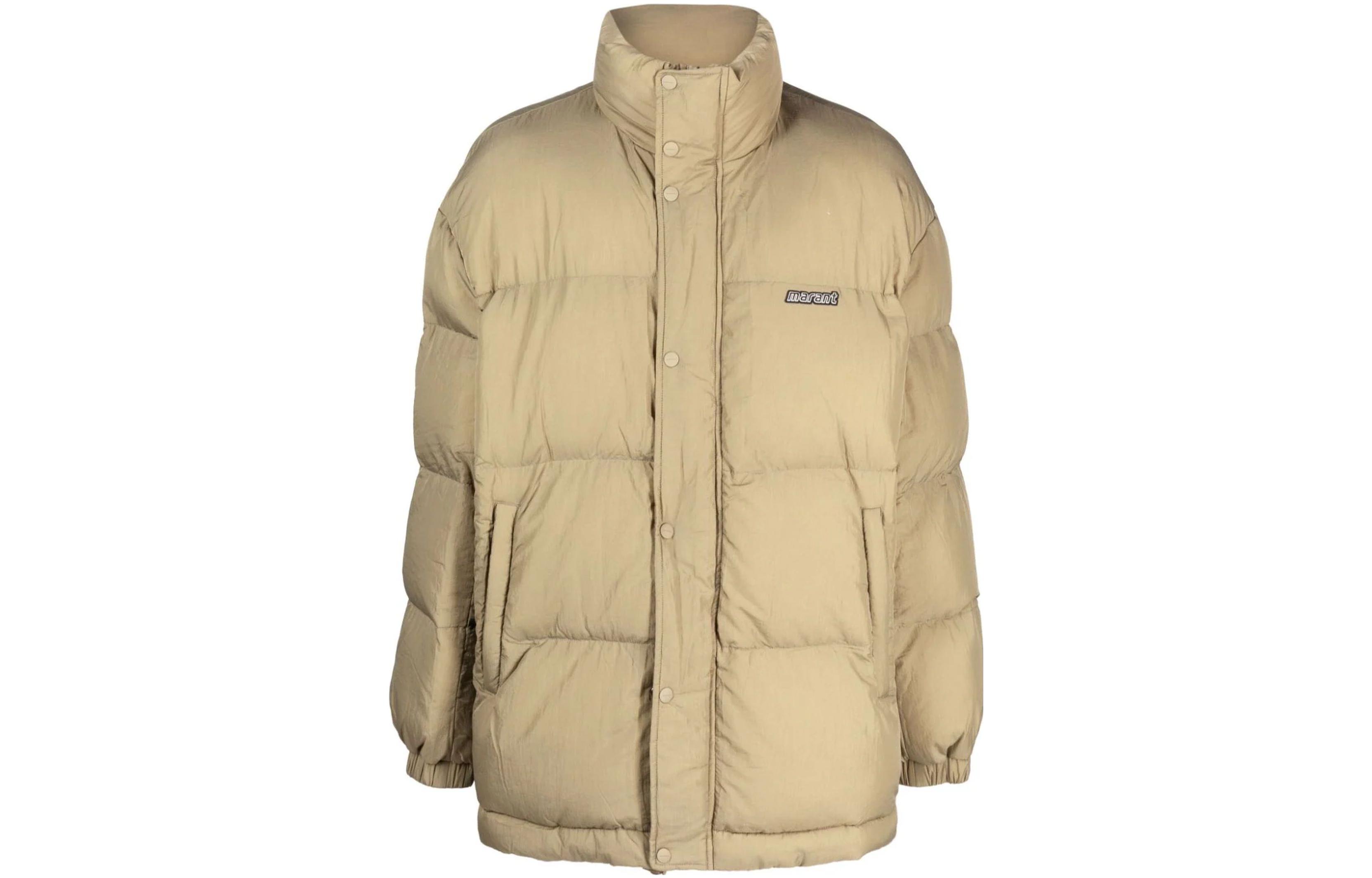 ISABEL MARANT SS23 Brown High-Neck Embroidered Logo Jacket MA0135HAA3C74H-67KI