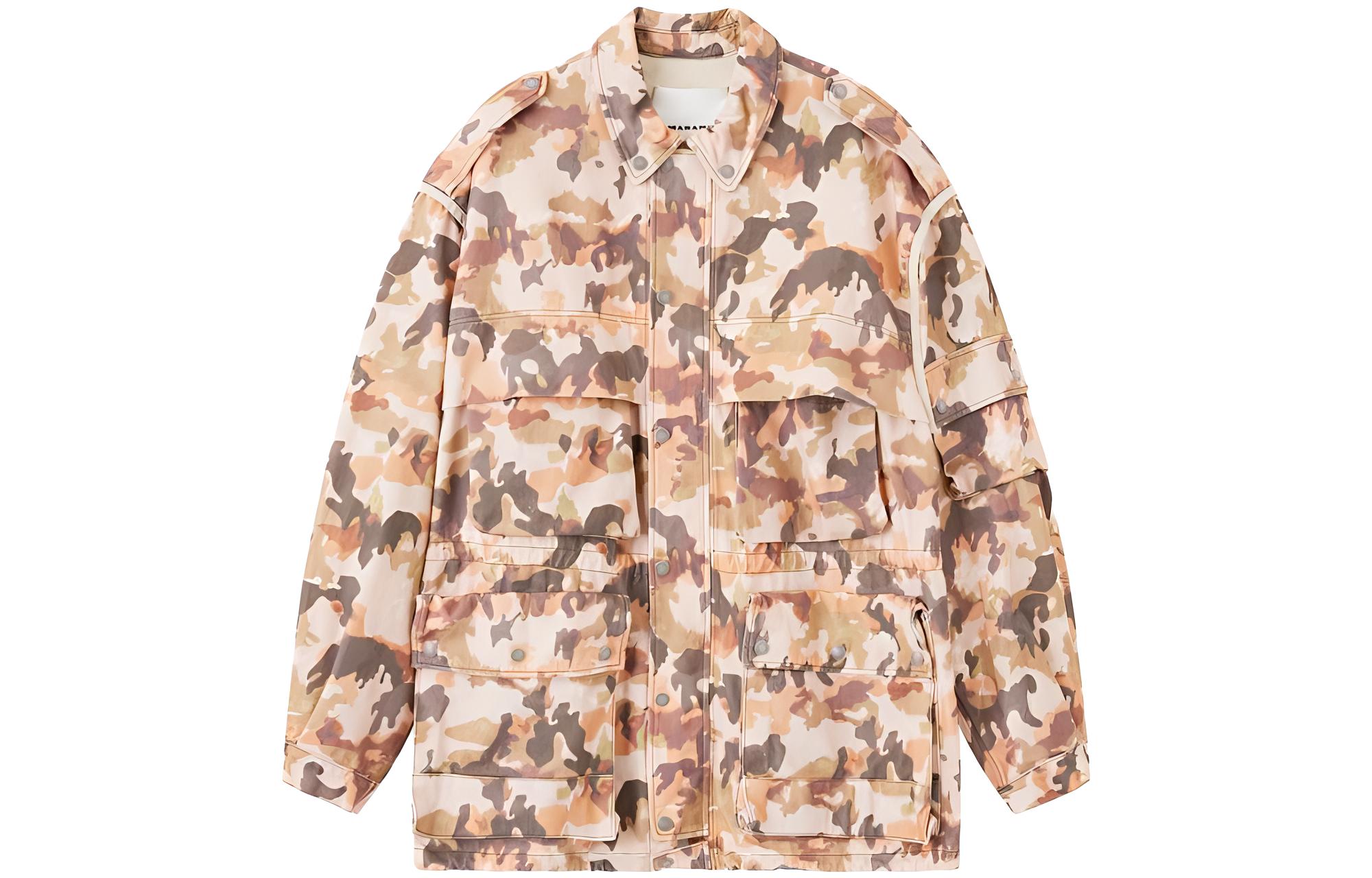 ISABEL MARANT SS23 Camo Multi-Pocket Zip Jacket Beige 23EVE0104HAA2G04H-50CM