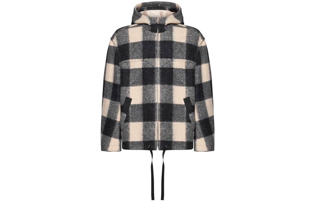 ISABEL MARANT SS23 Checked Hooded Jacket Black MA0069HAA1D20H-01BK