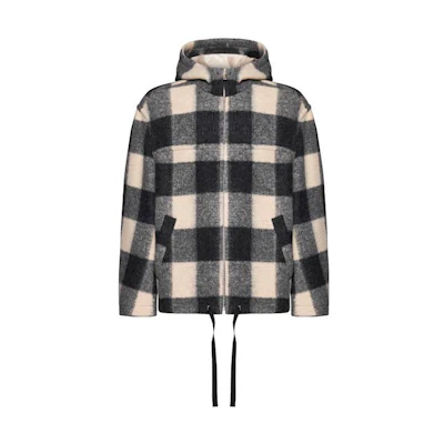 ISABEL MARANT SS23 Checked Hooded Jacket Black MA0069HAA1D20H-01BK